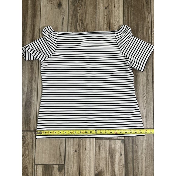 Halogen Black and White Striped Blouse EUC - Picture 10 of 15